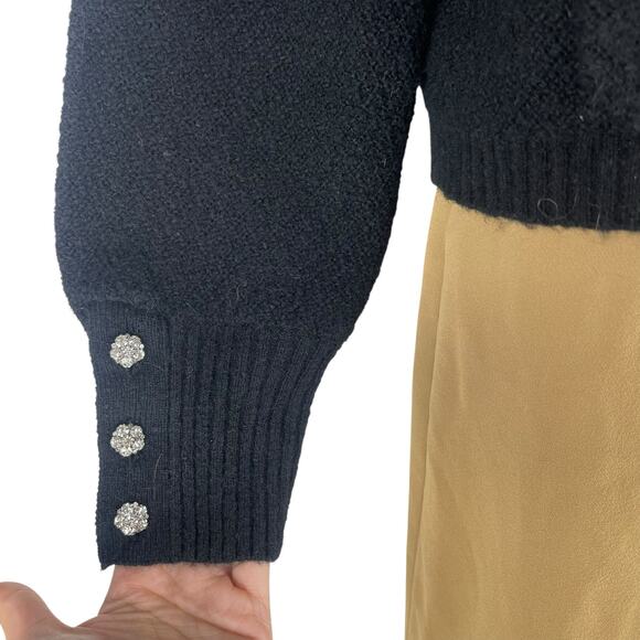 J. Crew Odette Sweater Lady Jacket with Jewel Buttons Black Size M - Picture 6 of 11